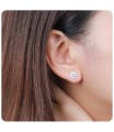 Pearly Surround by CZ Silver Ear Stud STS-3237